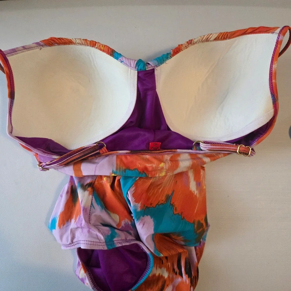 Spanx Aloha Floral One Piece Swimsuit‎ Size 6D/DD Slimming Ruched Underwire